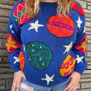 Vintage Christmas Ornament Knitted Sweater